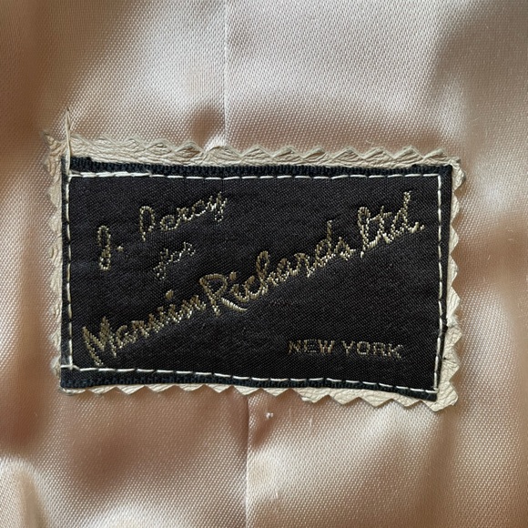 Vintage J Percy Marvin Richards Cream/Blush Pink Leather Coat Fox Fur Collar - Picture 3 of 10